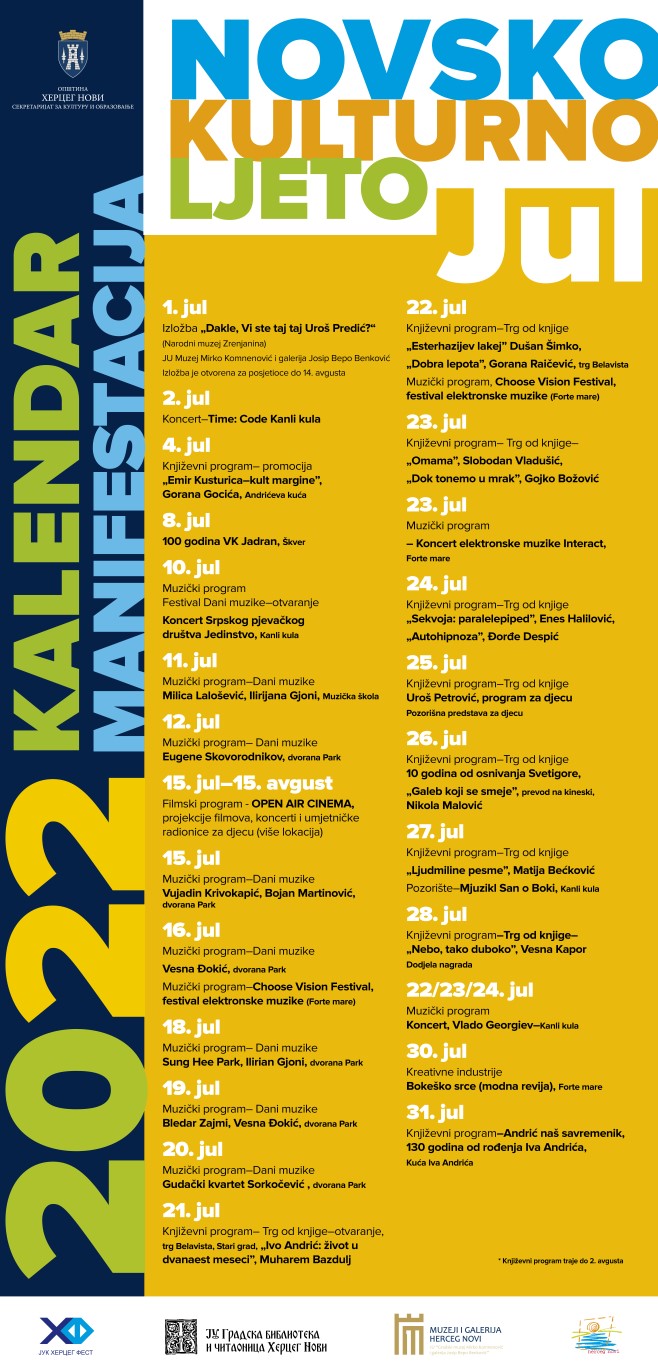 Kalendar manifestacija Novsko kulturno ljeto JUL 2022